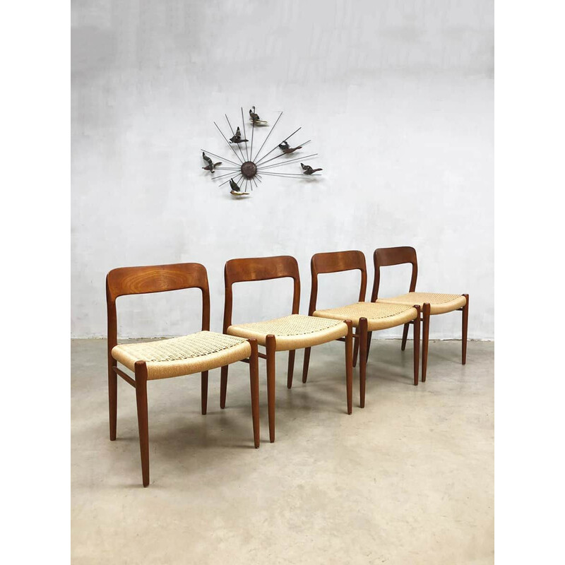 Vintage No.75 Danish dining chairs by Niels Otto Møller for Møller Mobelfabrik