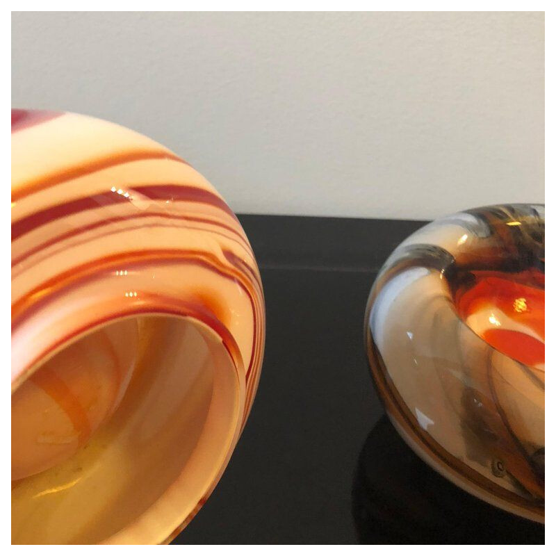 2 Murano Glass Ashtrays by Carlo Moretti for Opaline Florence Italy circa 1970s