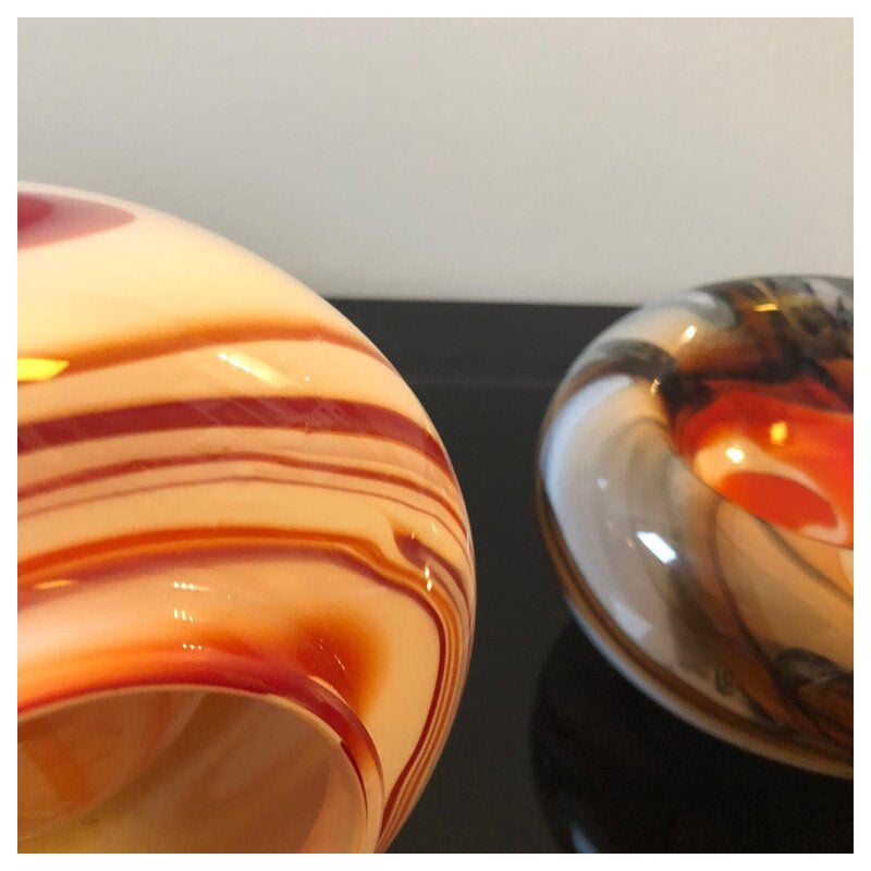 2 Murano Glass Ashtrays by Carlo Moretti for Opaline Florence Italy circa 1970s