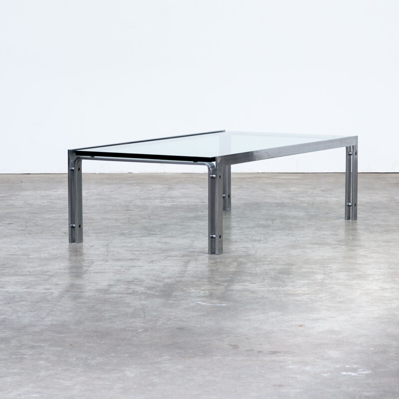 Table basse "M1" en verre et acier pour Metaform 1970