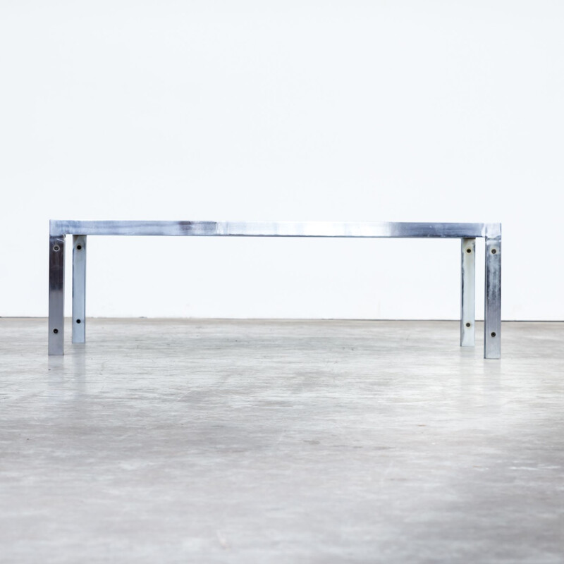 Table basse "M1" en verre et acier pour Metaform 1970