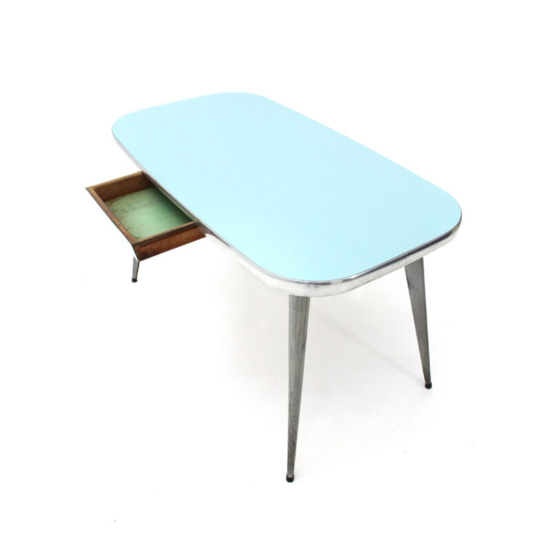 Vintage Italian dining table with azure formica top