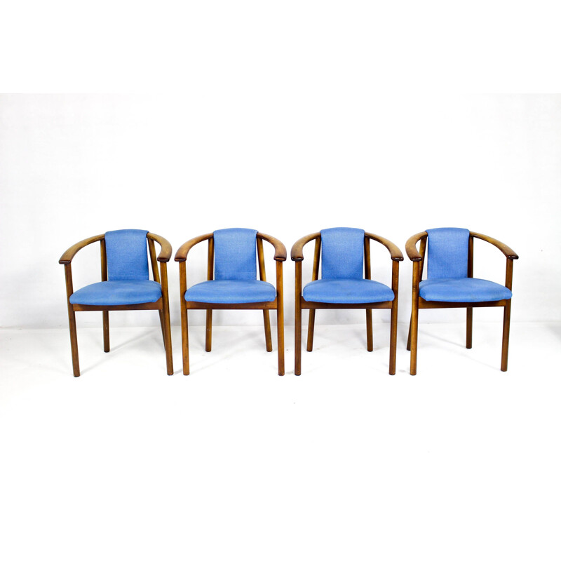 Suite de 4 chaises bleues vintage