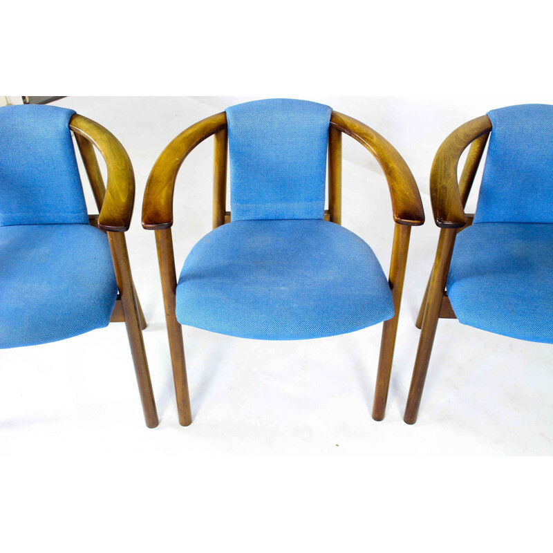 Suite de 4 chaises bleues vintage