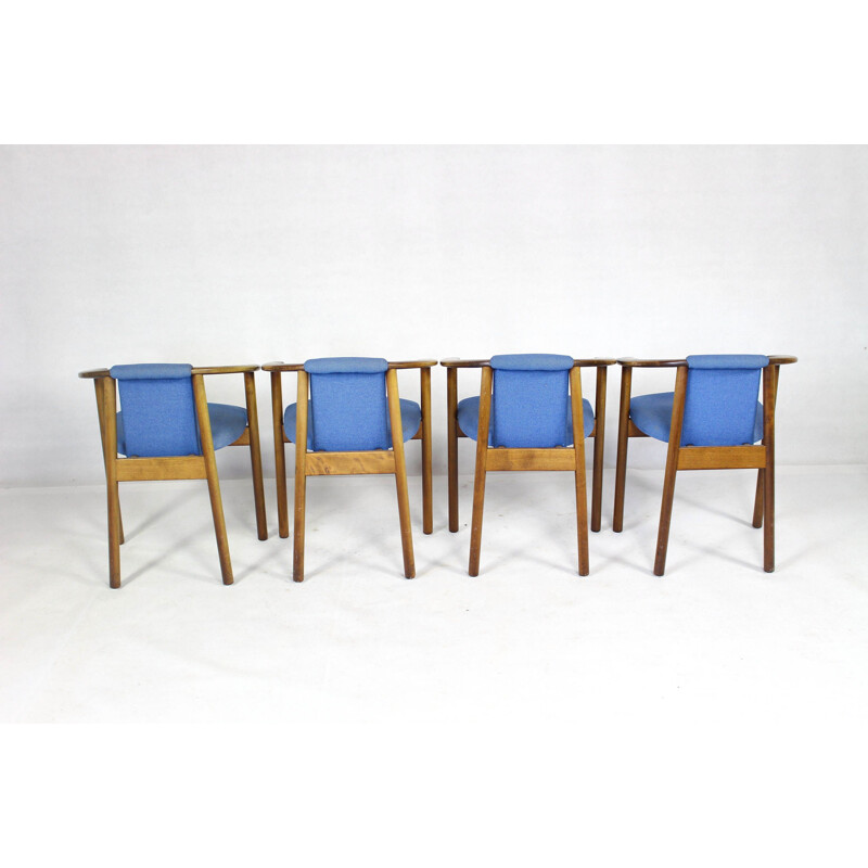 Vintage Danish set of 4 blue chairs