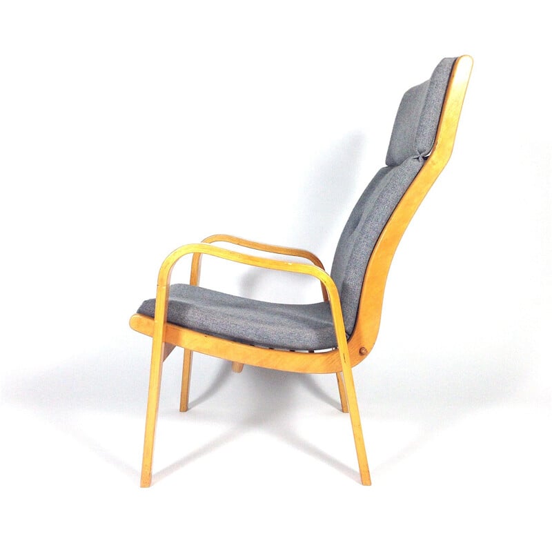 FB-06 easy chair in birchwood and grey mottled fabric, Cees BRAAKMAN - 1950s