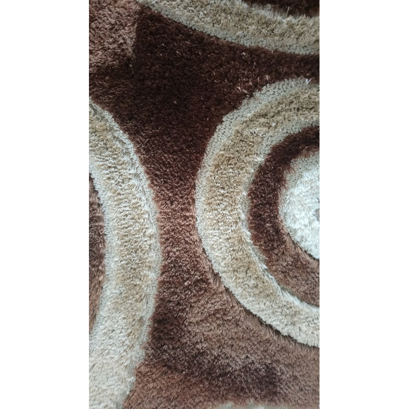 Rectangular vintage carpet made of polyacrylic wool and silky yarns