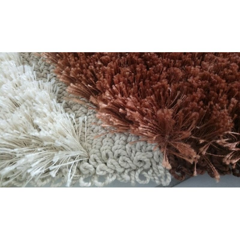 Alfombra vintage rectangular de lana poliacrílica y bucles de hilo sedoso
