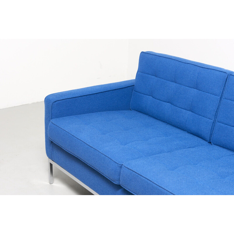 Vintage clear blue 3-seater sofa by Florence Knoll
