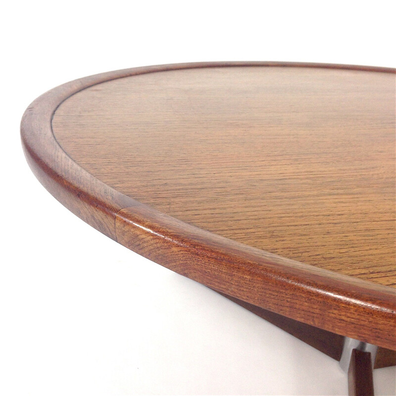 Table basse ronde en teck, verre et métal, Martin VISSER - 1950