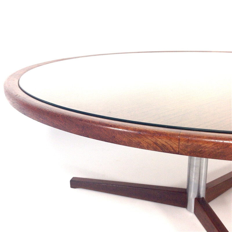 Round coffee table in teak, glass and metal, Martin VISSER - 1950s