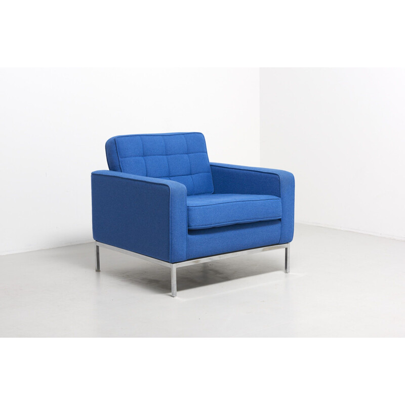 Vintage blue easy chair by Florence Knoll
