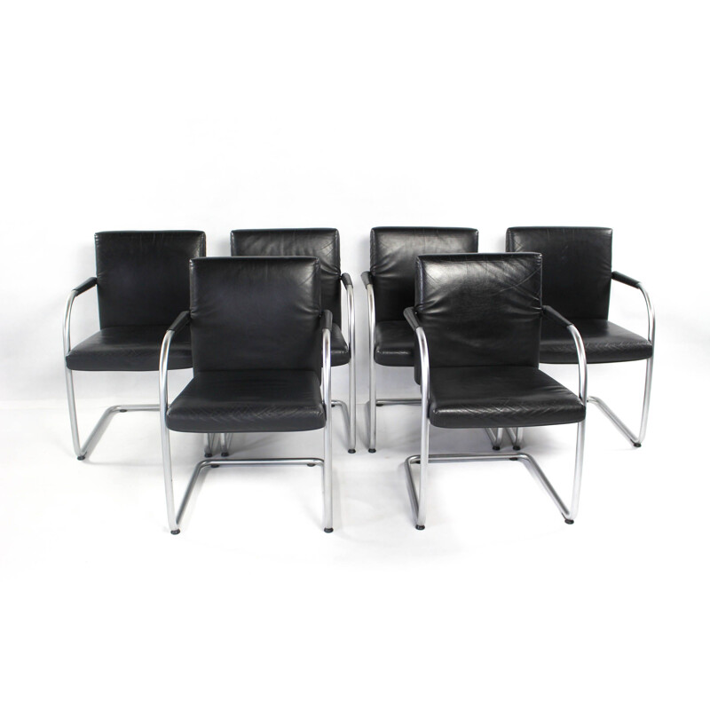 Set of 6 vintage leather chairs by Antonio Citterio for Vitra