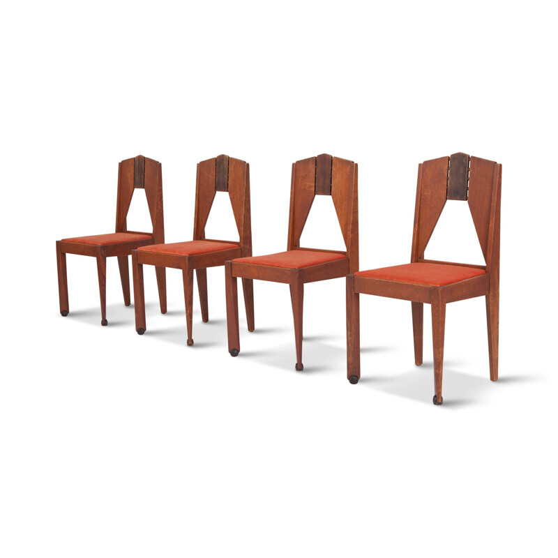 Set of 4 dining Chairs in Skin Velvet by The Amsterdam School