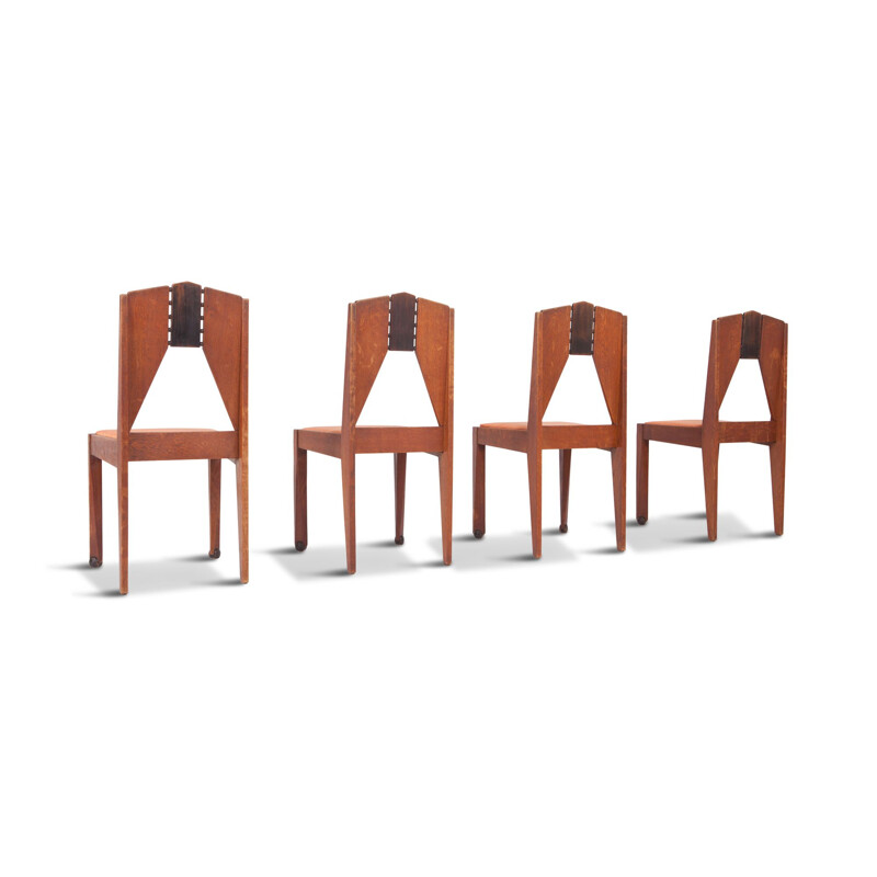 Set of 4 dining Chairs in Skin Velvet by The Amsterdam School