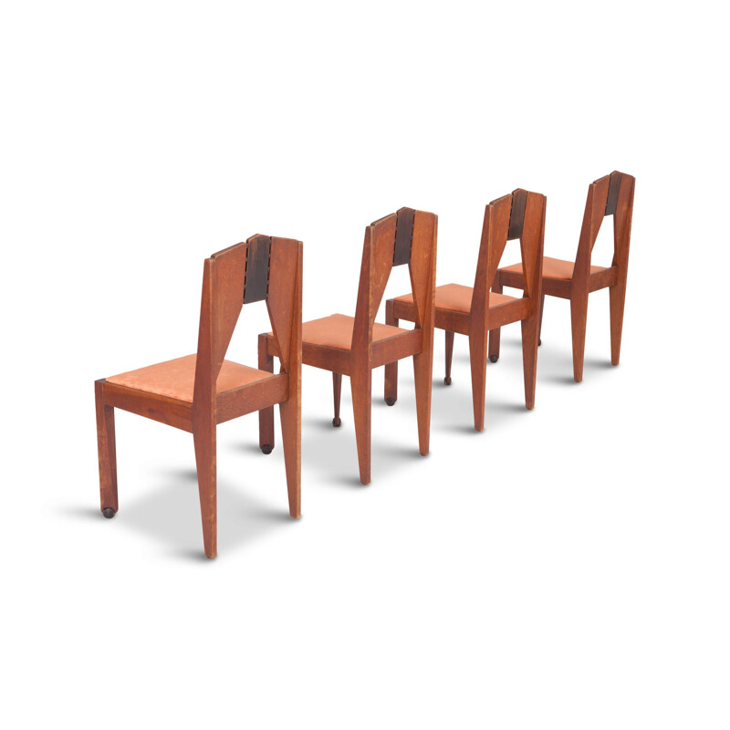 Set of 4 dining Chairs in Skin Velvet by The Amsterdam School