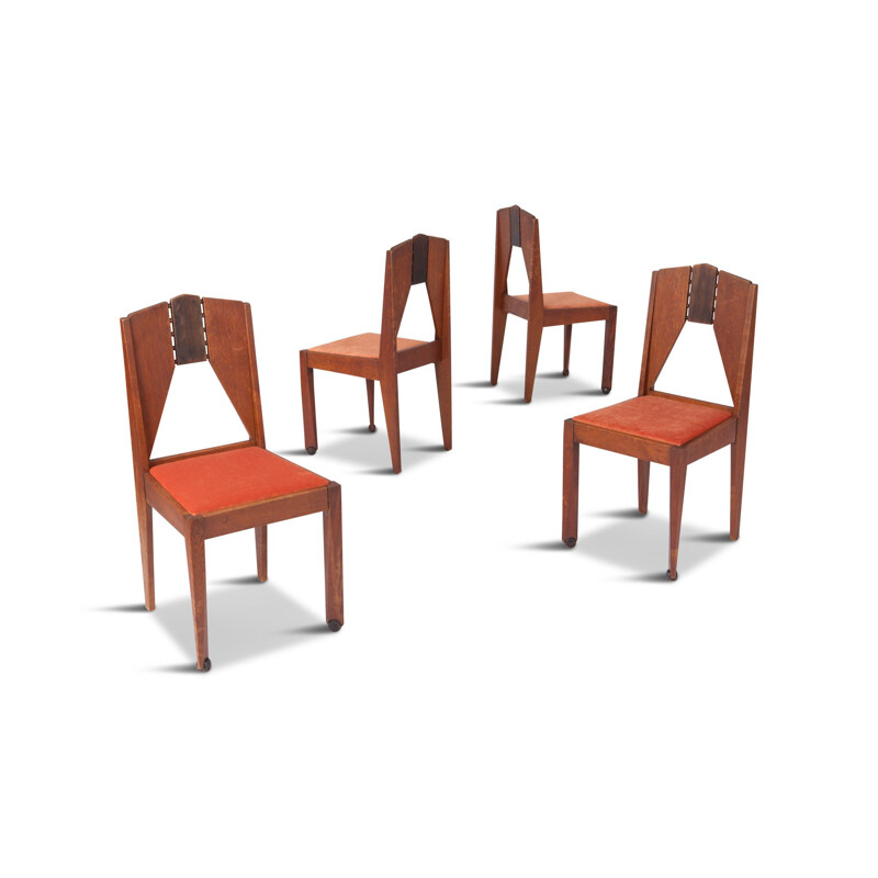 Set of 4 dining Chairs in Skin Velvet by The Amsterdam School