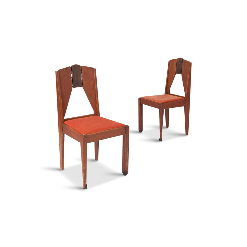 Set of 4 dining Chairs in Skin Velvet by The Amsterdam School