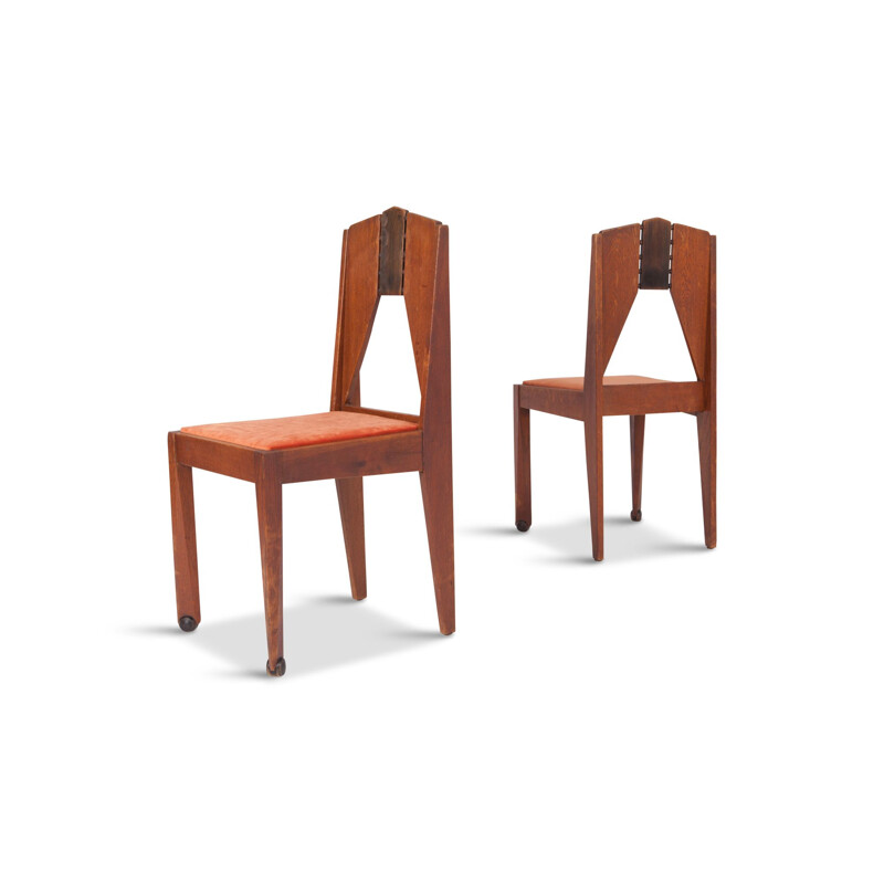 Set of 4 dining Chairs in Skin Velvet by The Amsterdam School