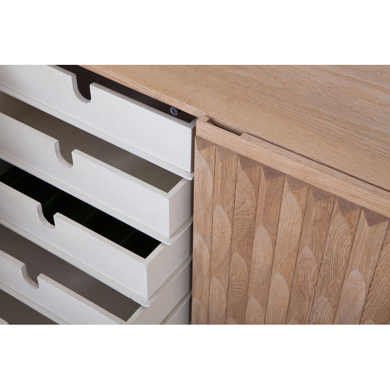 Vintage sideboard With Graphic Patterns In Oak 1970s