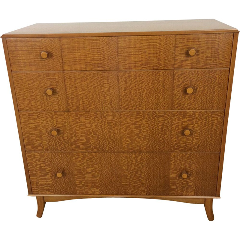 Vintage British chest of drawers in lacewood