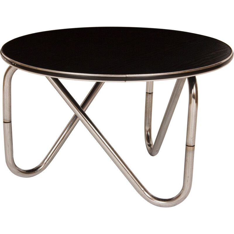 Vintage chromed coffee table in black ashwood