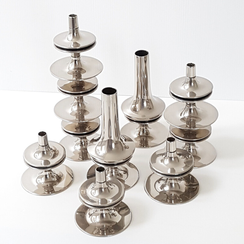 Set of 10 candlesticks Nagel vintage 1970