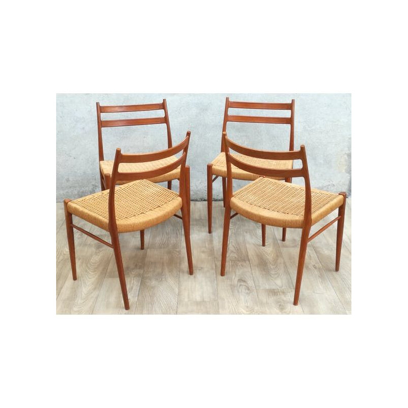 Set of 4 vintage chairs Scandinavian teak Arne Wahl Iversen 1970