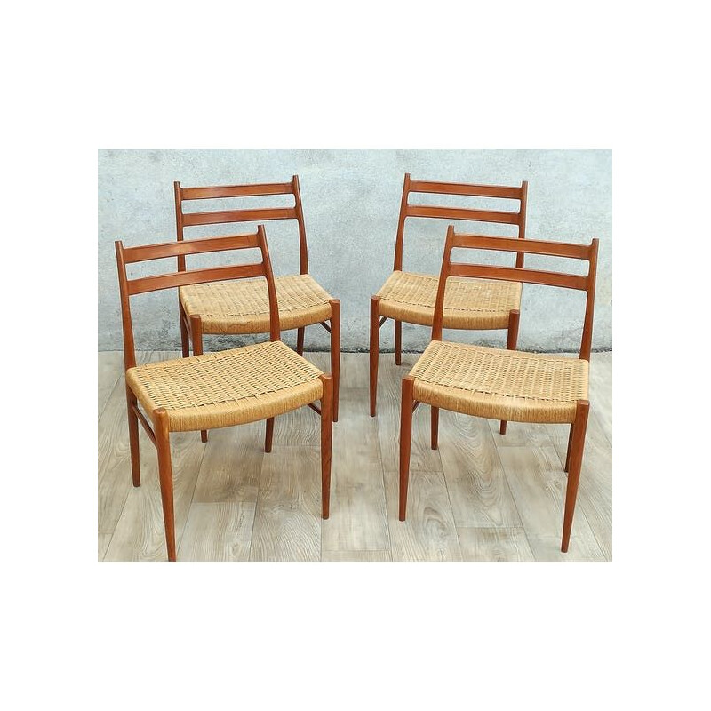 Set of 4 vintage chairs Scandinavian teak Arne Wahl Iversen 1970