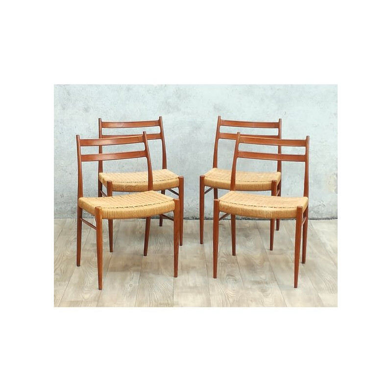 Set of 4 vintage chairs Scandinavian teak Arne Wahl Iversen 1970