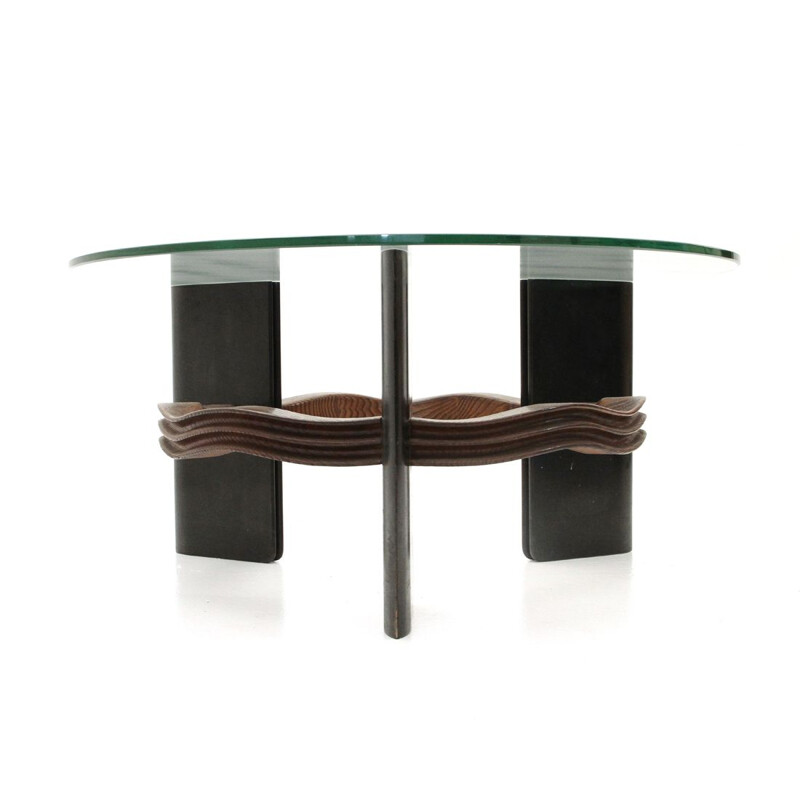 Vintage Italian coffee table with glass top by Vittorio Valabrega