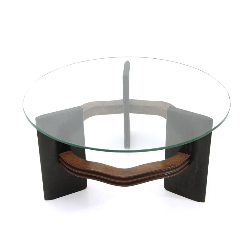 Vintage Italian coffee table with glass top by Vittorio Valabrega