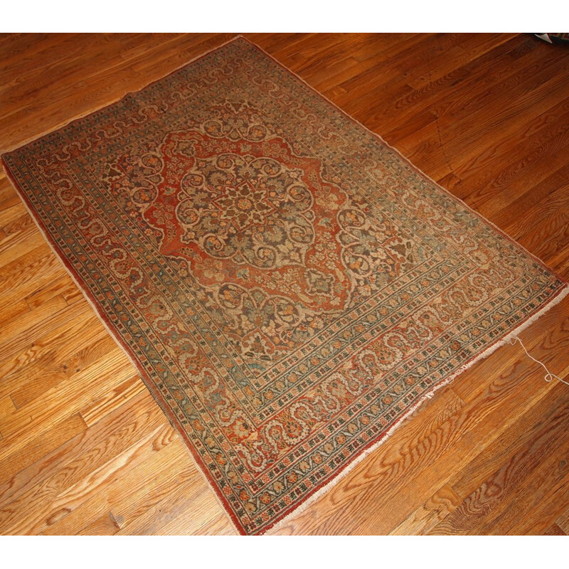 Vintage handmade Persian carpet Tabriz