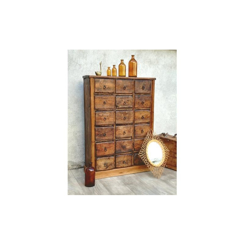 Vintage cabinet with drawers in wood