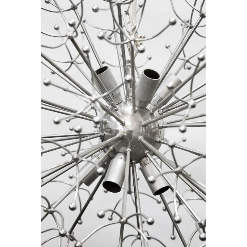 Vintage Italian chandelier "Dandelion" in plated chrome