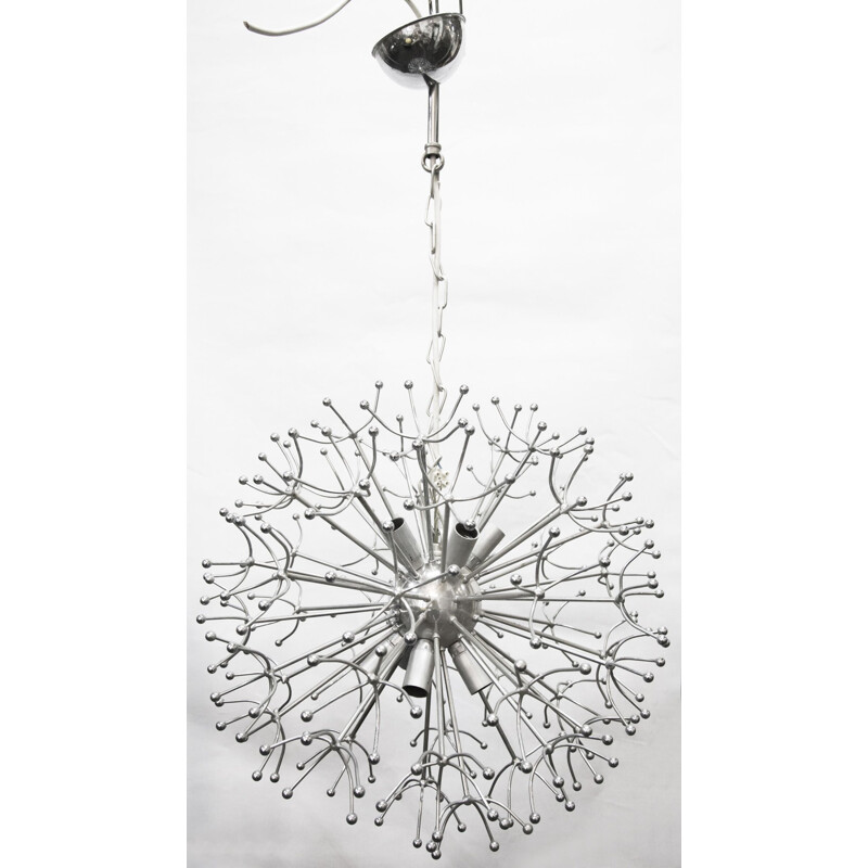 Vintage Italian chandelier "Dandelion" in plated chrome