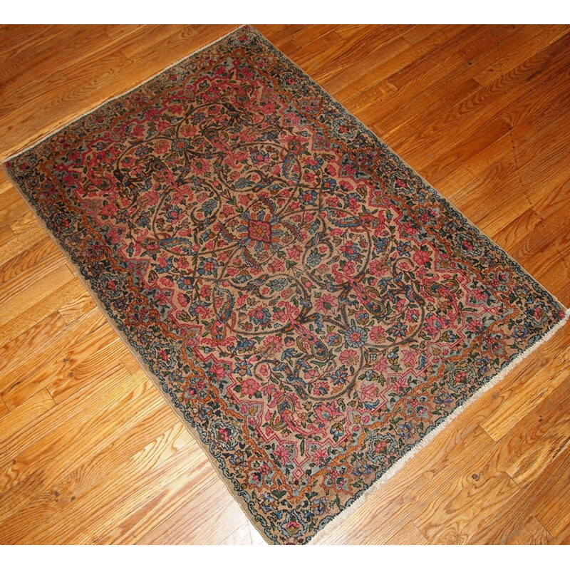 Vintage handmade Persian carpet Kerman