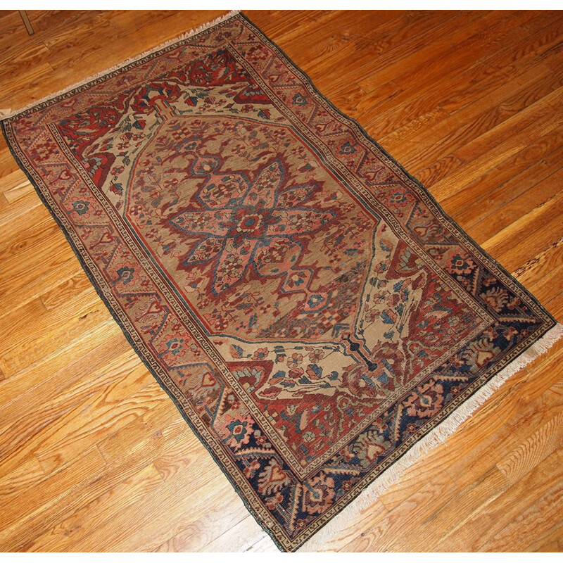 Vintage handmade Persian carpet Sarouk Farahan