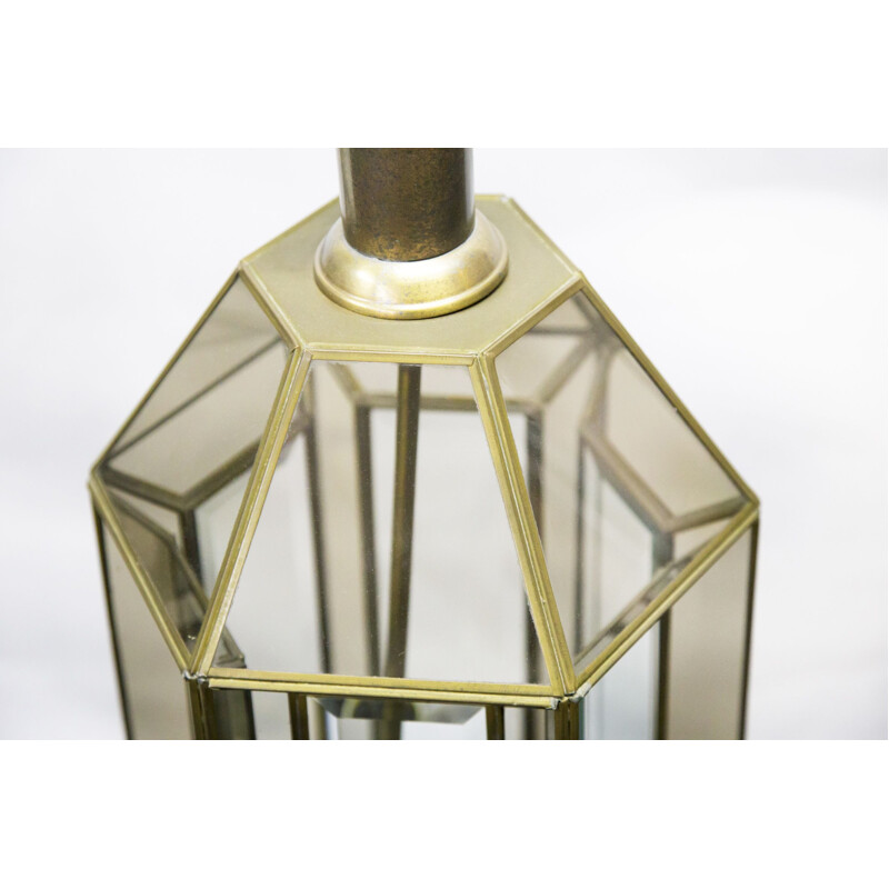 Vintage pendant lamp in golden glass