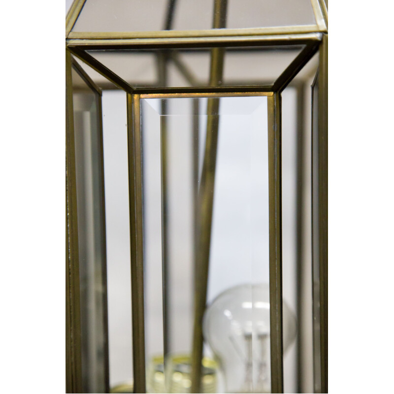 Vintage pendant lamp in golden glass