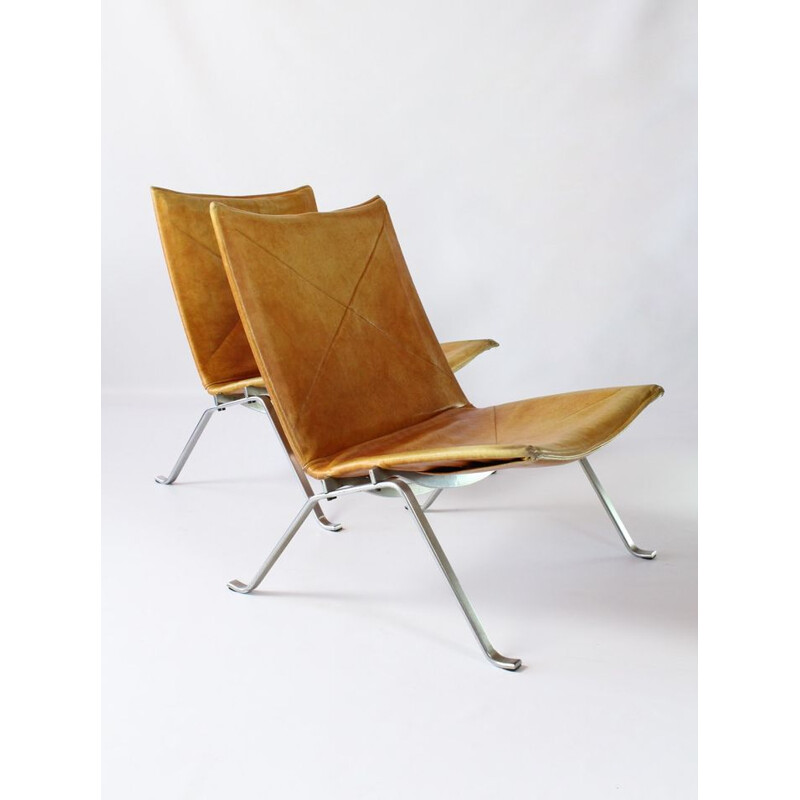 Set of 2 vintage easy chairs PK22 by Poul Kjaerholm for Kold Christensen