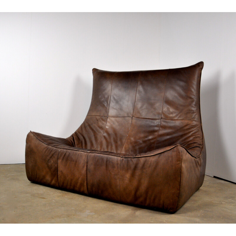 Vintage "The Rock" leather sofa by Gerard van den Berg for Montis