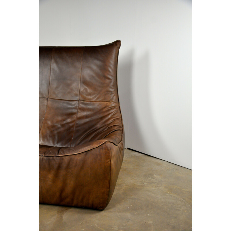 Vintage "The Rock" leather sofa by Gerard van den Berg for Montis
