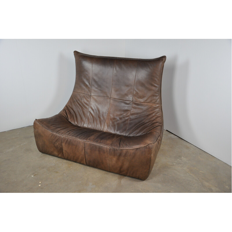 Vintage "The Rock" leather sofa by Gerard van den Berg for Montis