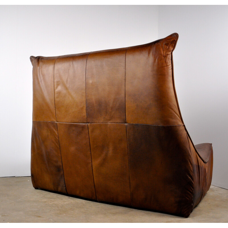 Vintage 2-seater sofa in leather by Gerard van den Berg