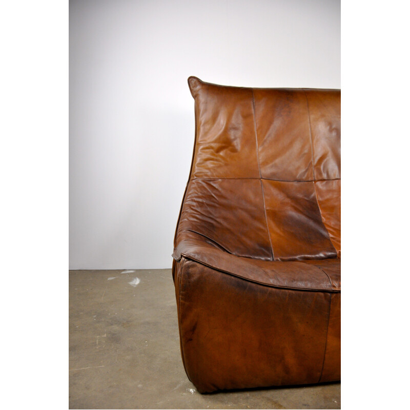 Vintage 2-seater sofa in leather by Gerard van den Berg