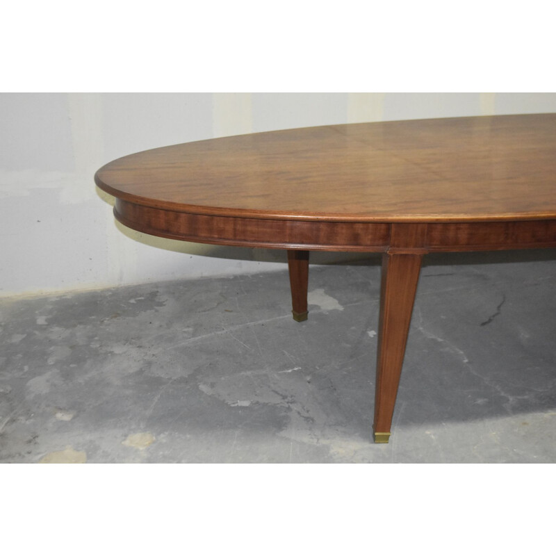 Vintage oval conference table in mahogany and brass