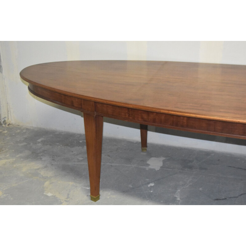 Mesa de conferência oval de mogno e latão Vintage