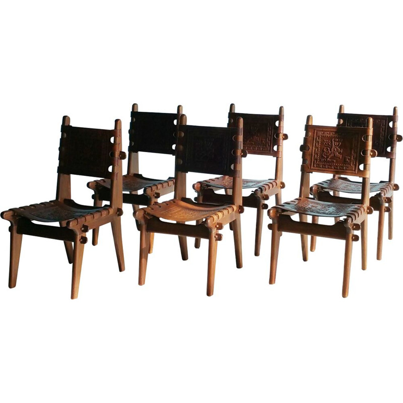 Vintage set of 6 dining  chairs by Angel Pazmino for Meubles de Estilo