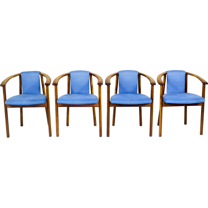 Vintage Danish set of 4 blue chairs
